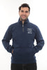 Erkek Mavi Standart Fit Normal Kesim Içi Polarlı Yarım Fermuarlı Dik Bato Yaka Pamuklu Sweatshirt