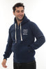 Erkek Mavi Standart Fit Normal Kesim Içi Polarlı Tam Fermuarlı Kapüşonlu Pamuklu Sweatshirt