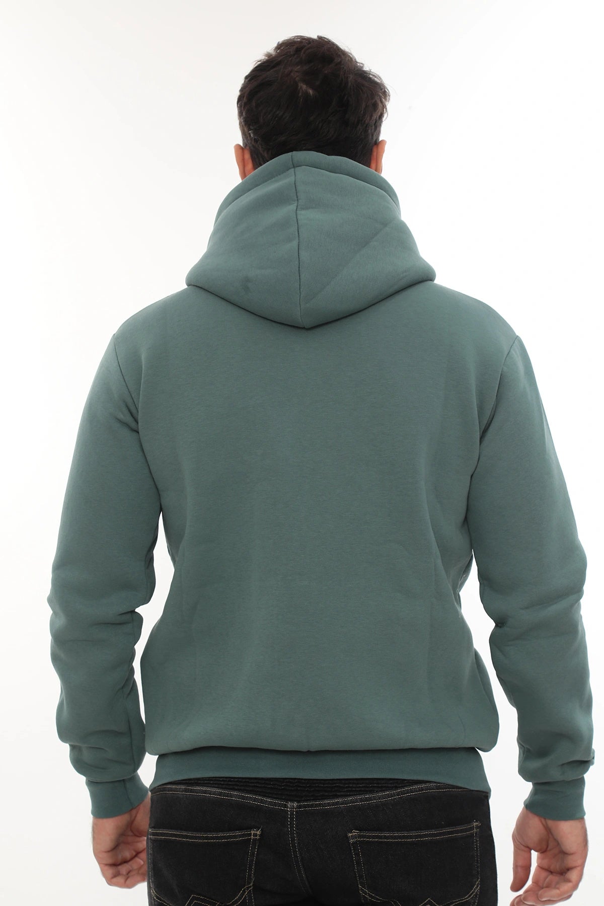 Erkek Petrol Standart Fit Normal Kesim Içi Polarlı Tam Fermuarlı Kapüşonlu Pamuklu Sweatshirt