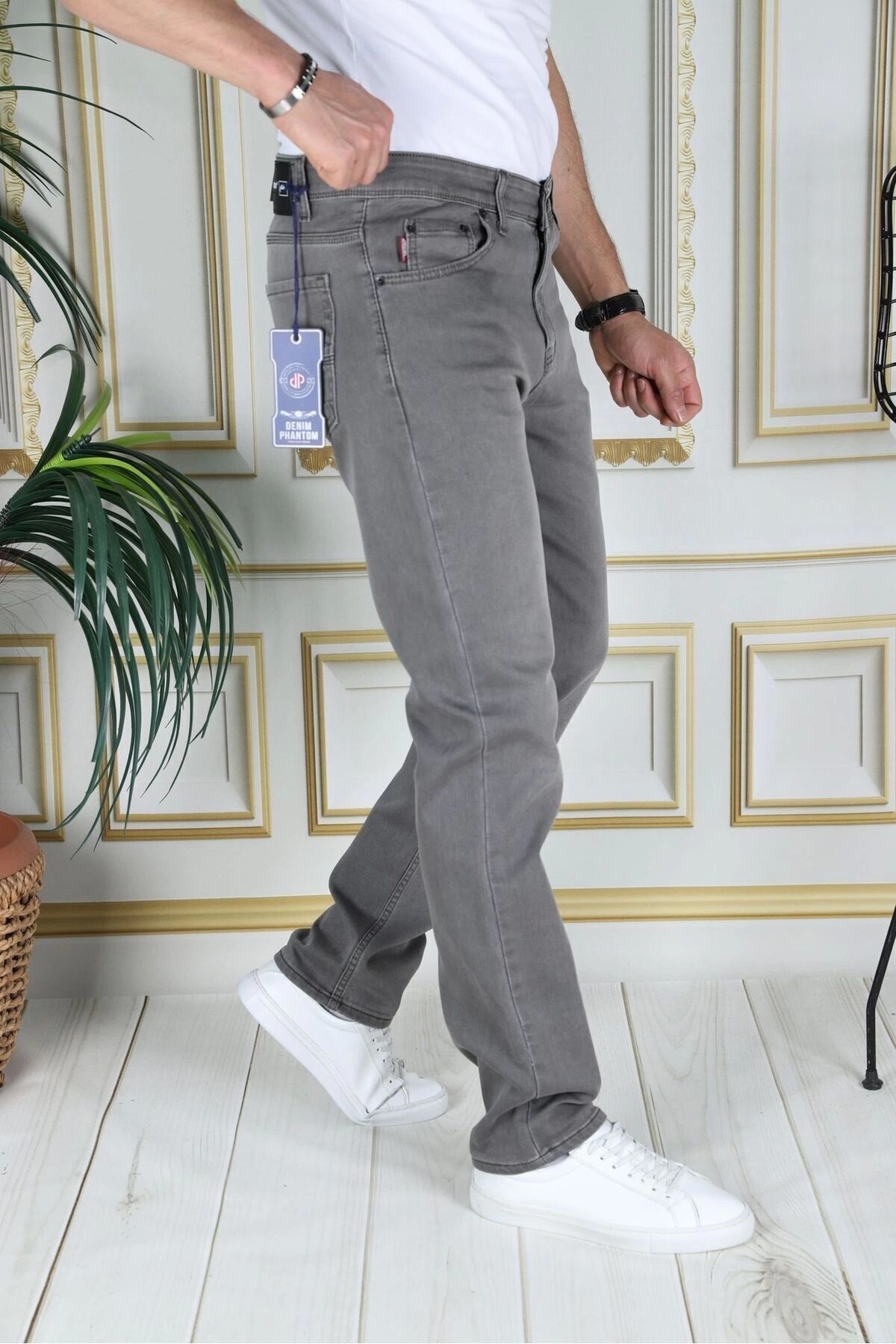 Erkek Haki Üstten Cepli Armürlü Regular Fit Rahat Kesim Esnek Chino Keten/kanvas Koton Pantolon