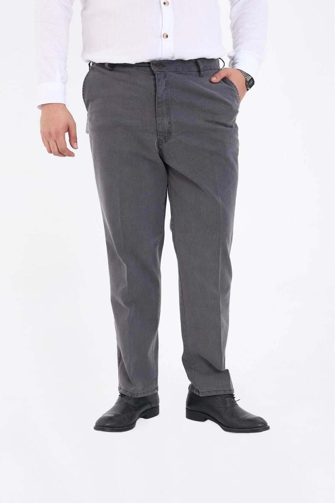 Mavi Büyük Beden Erkek Likralı Battal Yüksek Bel Kot Pantolon Rahat Kesim Jean Denim
