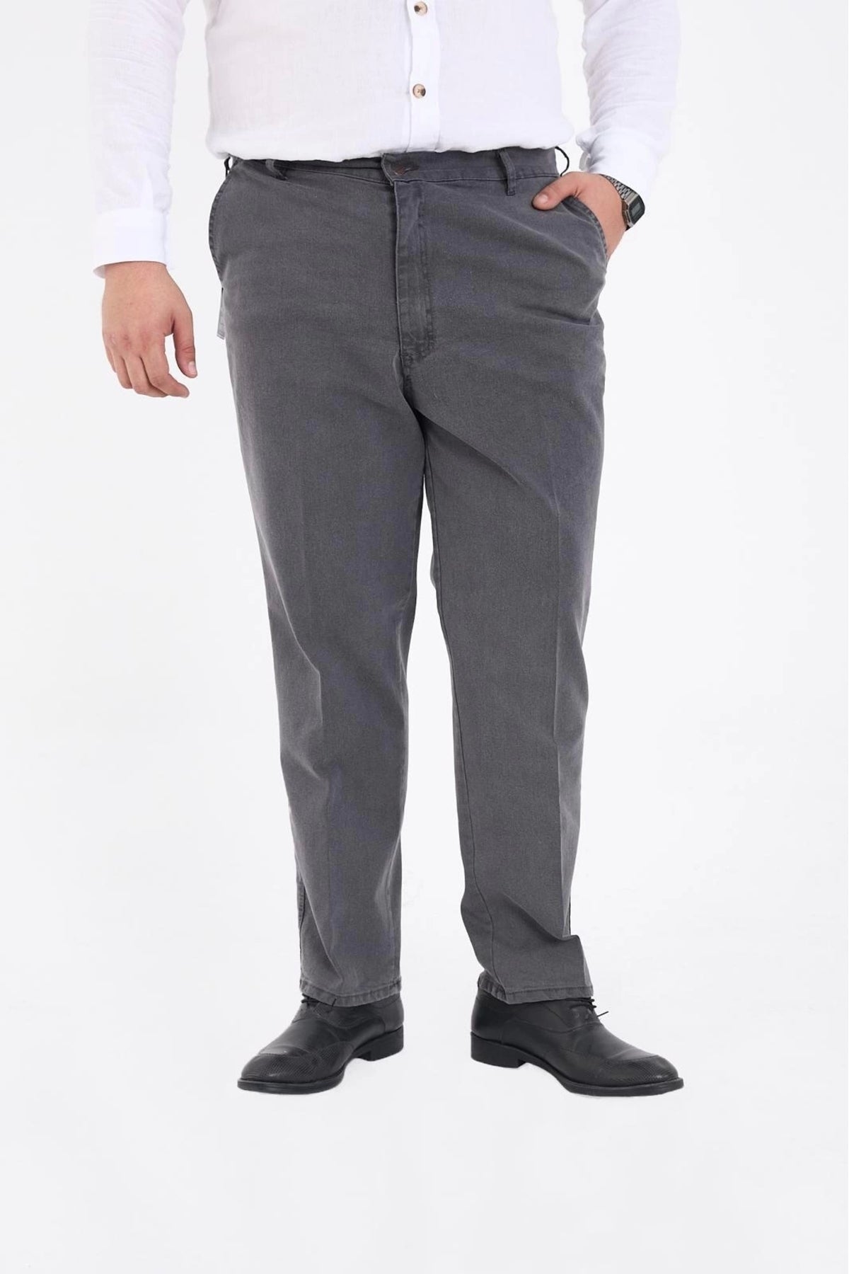 Mavi Büyük Beden Erkek Likralı Battal Yüksek Bel Kot Pantolon Rahat Kesim Jean Denim