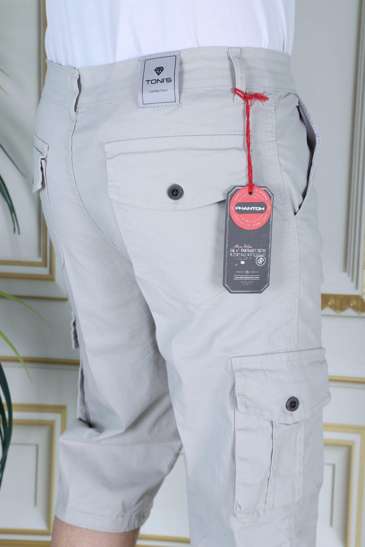Taş Erkek Slim Fit Kapri Likralı Gabardin Diz Altı Kargo Cepli Bermuda