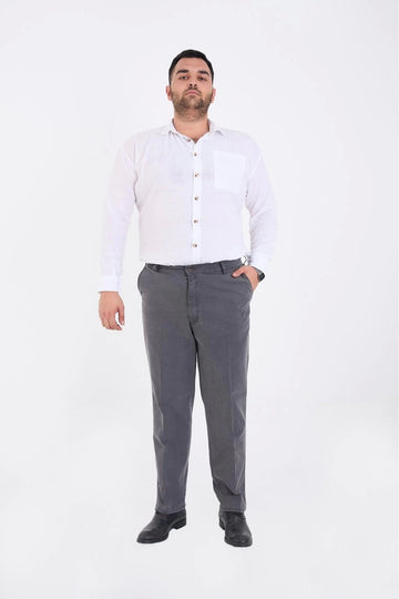 Gri Büyük Beden Erkek Likralı Battal Yüksek Bel Kot Pantolon Rahat Kesim Jean Denim