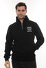Erkek Siyah Standart Fit Normal Kesim Içi Polarlı Yarım Fermuarlı Dik Bato Yaka Pamuklu Sweatshirt