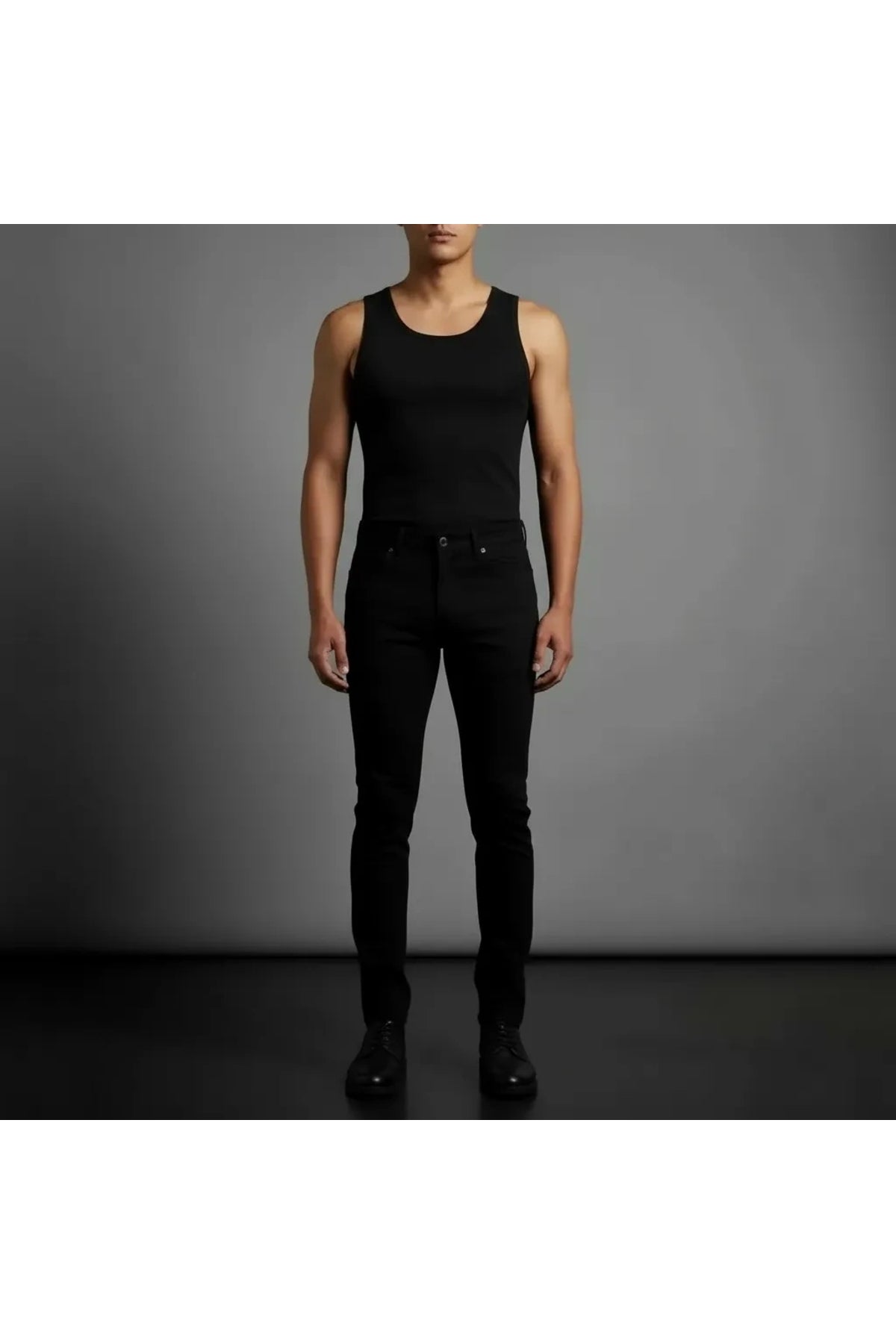 Erkek Siyah Slim Fit Likralı Boru Paça Jeans Kot Pantolon