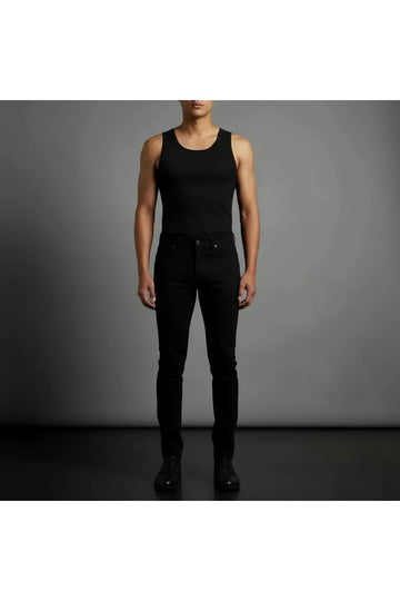 Erkek Siyah Slim Fit Likralı Boru Paça Jeans Kot Pantolon