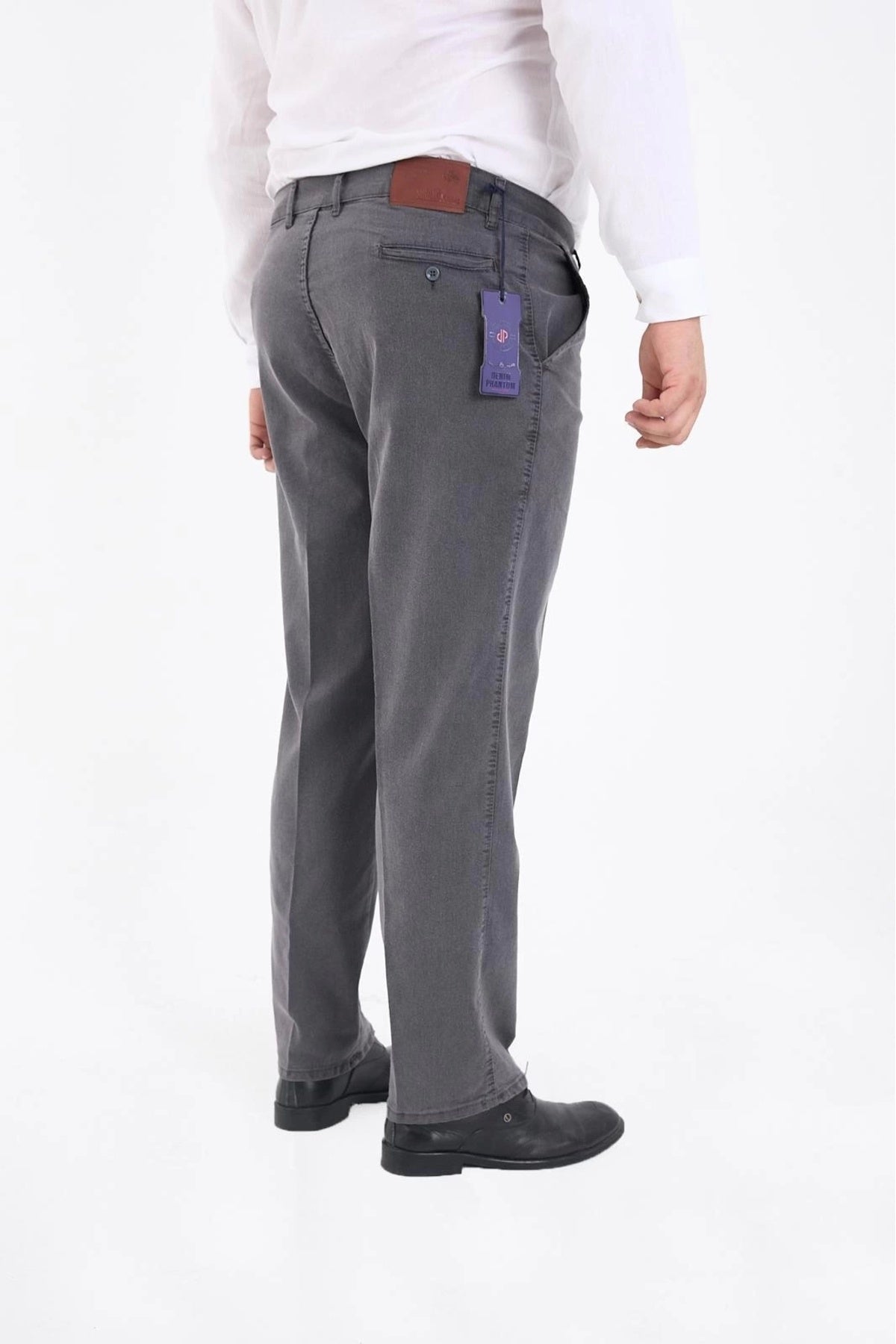 Gri Büyük Beden Erkek Likralı Battal Yüksek Bel Kot Pantolon Rahat Kesim Jean Denim