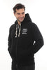 Erkek Siyah Standart Fit Normal Kesim Içi Polarlı Tam Fermuarlı Kapüşonlu Pamuklu Sweatshirt